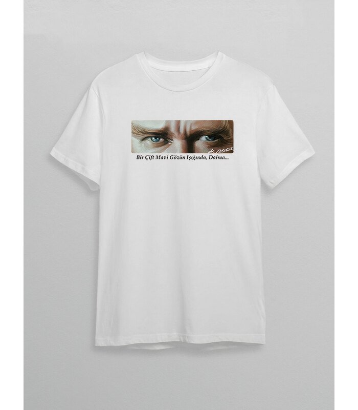 10 Kasım Atatürk'ü Anma Günü Baskılı Oversize Bisiklet Yaka T-shirt - Beyaz
