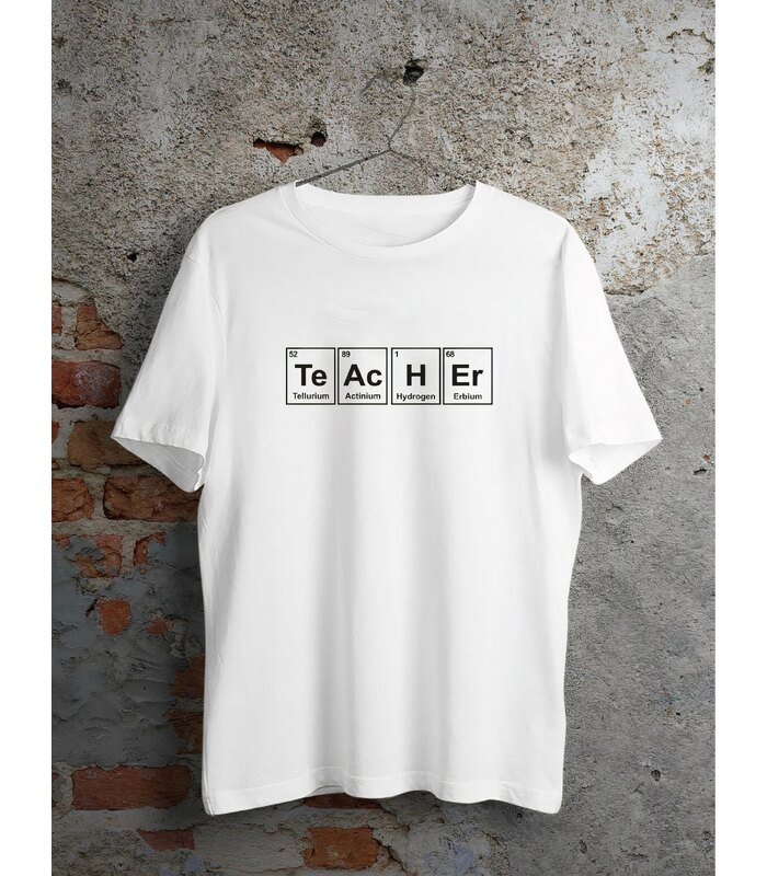 24 Kasım Kimya Öğretmeni Hediyesi Baskılı Bisiklet Yaka T-shirt - Beyaz