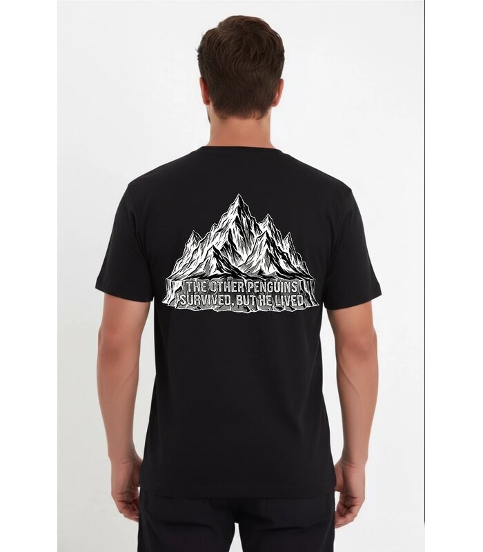 Erkek T-Shirt Nihilist Penguen Baskılı Bisiklet Yaka Kısa kol yazlık Tişört - Siyah