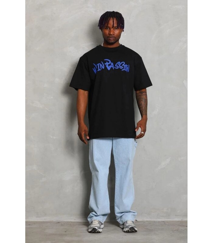 Erkek Baskılı T-Shirt Kısa Kol Bisiklet Yaka Regular Fit Tişört - Siyah