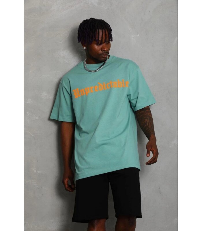 Erkek Baskılı T-Shirt Kısa Kol Bisiklet Yaka Regular Fit Tişört - Mint Yeşili
