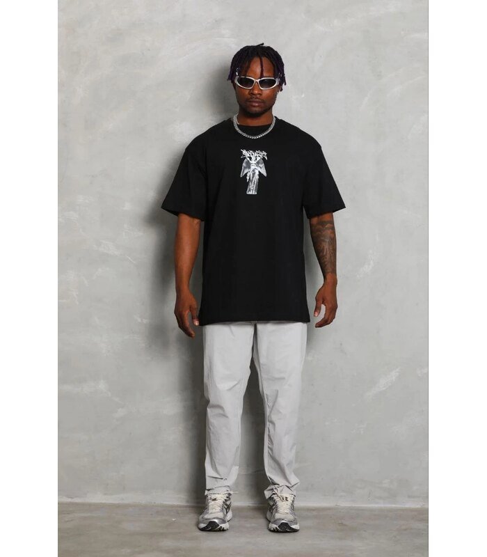 69b684b3a10c9-52852392-sw853sh1280-194d7e1dda-700x800-1 Erkek Baskılı T-Shirt Kısa Kol Bisiklet Yaka Regular Fit Tişört - Siyah - Görsel 1