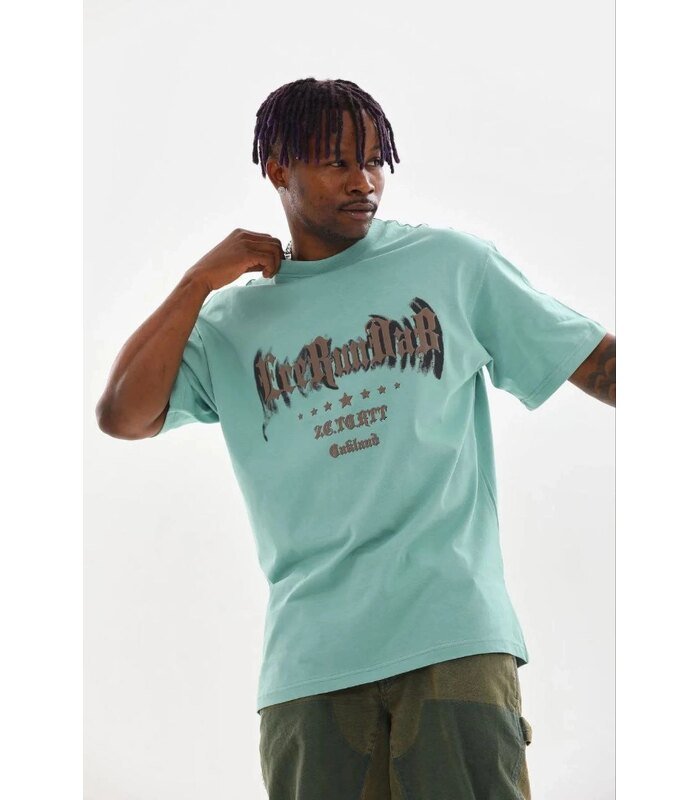 Erkek Baskılı T-Shirt Kısa Kol Bisiklet Yaka Regular Fit Tişört - Mint Yeşili