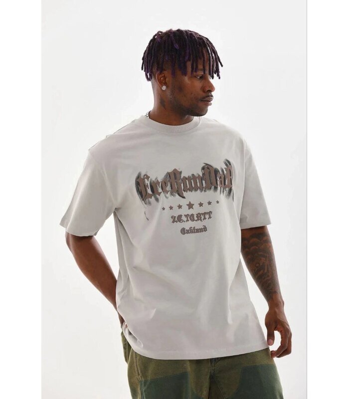 Erkek Baskılı T-Shirt Kısa Kol Bisiklet Yaka Regular Fit Tişört - Gri