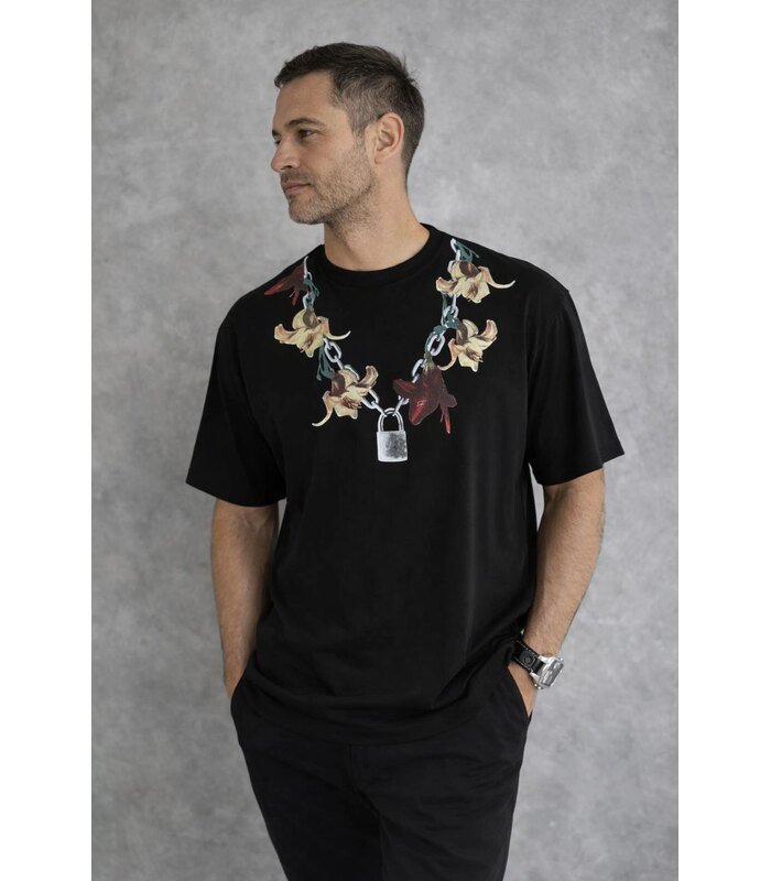 Erkek Baskılı T-Shirt Kısa Kol Bisiklet Yaka Regular Fit Rahat Tişört - Siyah
