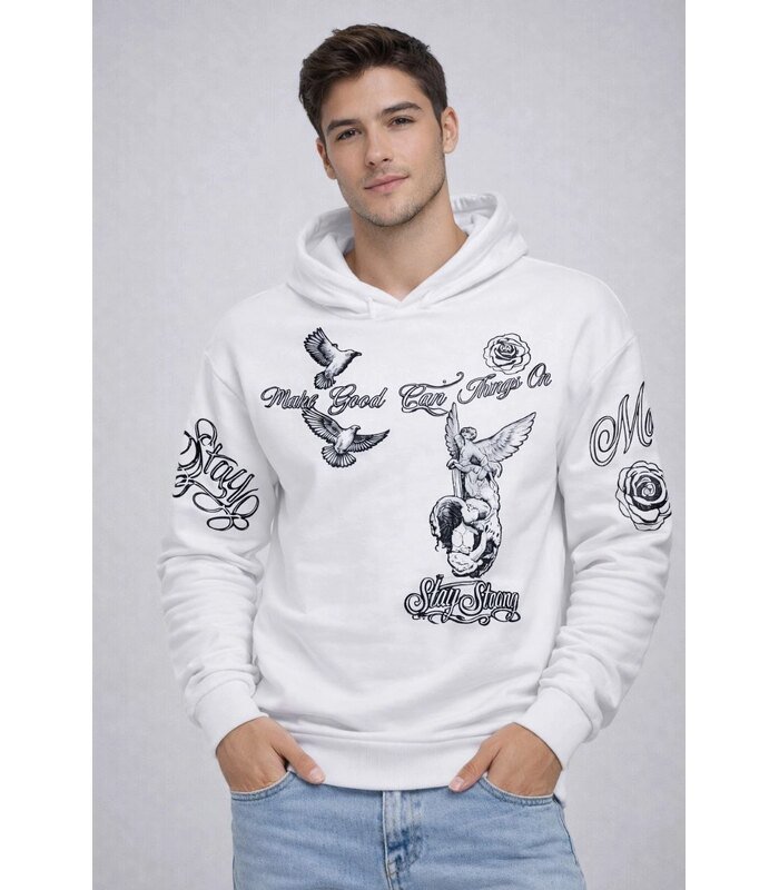69d3dd0965bd2-67929467-sw853sh1280-2d1a1893f0-700x800-1 Erkek 3 İplik Pamuklu Kapüşonlu Baskılı SweatShirt hoodie - Beyaz - Görsel 1
