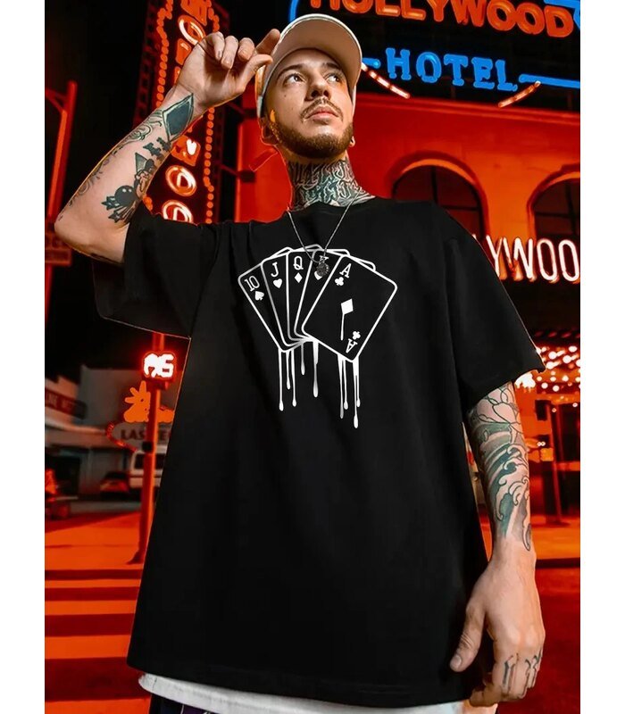 baskili-oversize-bisiklet-yaka-t-shirt-siyah-38781777-sw800sh1067-cc917a0333-700x800-1 Erkek Kısa Kol Yazlık Tişört Bisiklet Yaka KART Baskılı T-Shirt - Siyah - Görsel 1