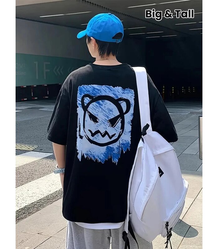 baskili-oversize-bisiklet-yaka-t-shirt-siyah-39128774-sw800sh1067-887cccf584-700x800-1 ERKEK Tişört Bisiklet Yaka Kore tarzı baskı Kısa Kol t-shirt - Siyah - Görsel 1