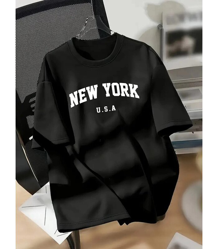 baskili-oversize-bisiklet-yaka-t-shirt-siyah-40958017-sw800sh1067-ca47c551bd-700x800-1 kadın New York Baskılı Tişört Kısa Kol Bisiklet Yaka T-shirt - Siyah - Görsel 1
