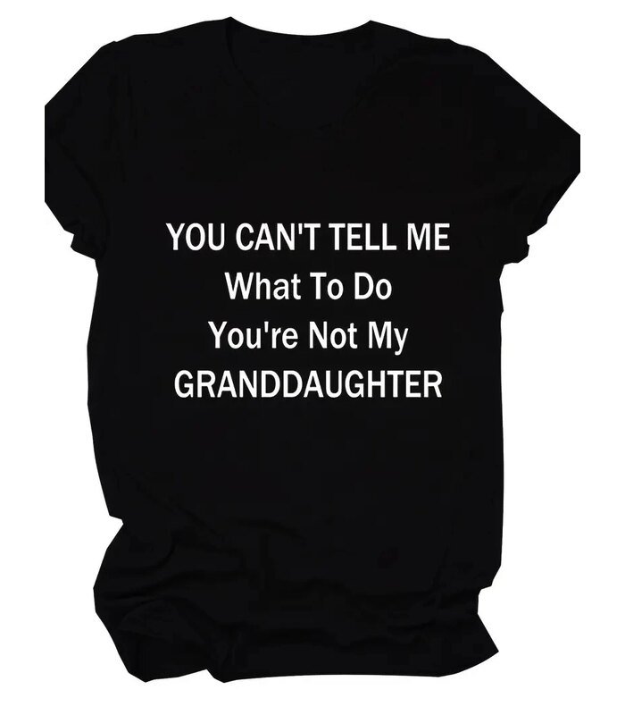 Kadın Baskılı Tişört Kısa Kol Bisiklet Yaka T-shirt - Siyah