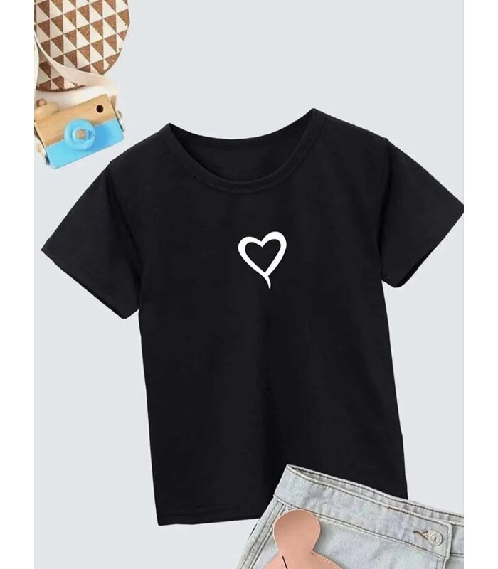 Çocuk Unisex Baskılı T-Shirt - Siyah