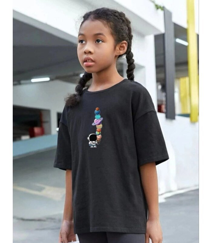 Çocuk Unisex Baskılı T-Shirt - Siyah