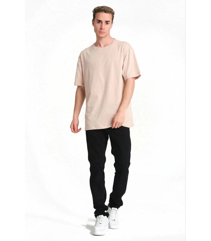 Erkek Düz Penye Tişört Bisiklet Yaka Kısa Kol Regular Fit T-Shirt - Bej
