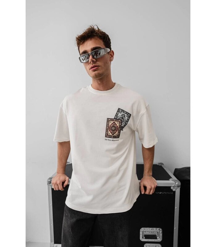 Erkek Yazlık Bisiklet Yaka Baskılı Regular Fit Tişört Kısa Kol T-Shirt - Beyaz