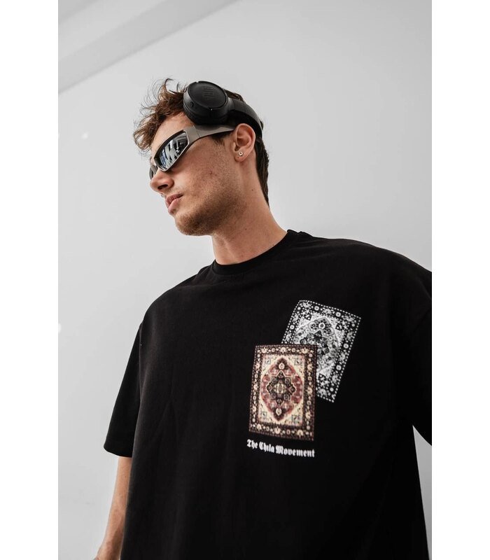 Erkek Yazlık Bisiklet Yaka Baskılı Regular Fit Tişört Kısa Kol T-Shirt - Siyah