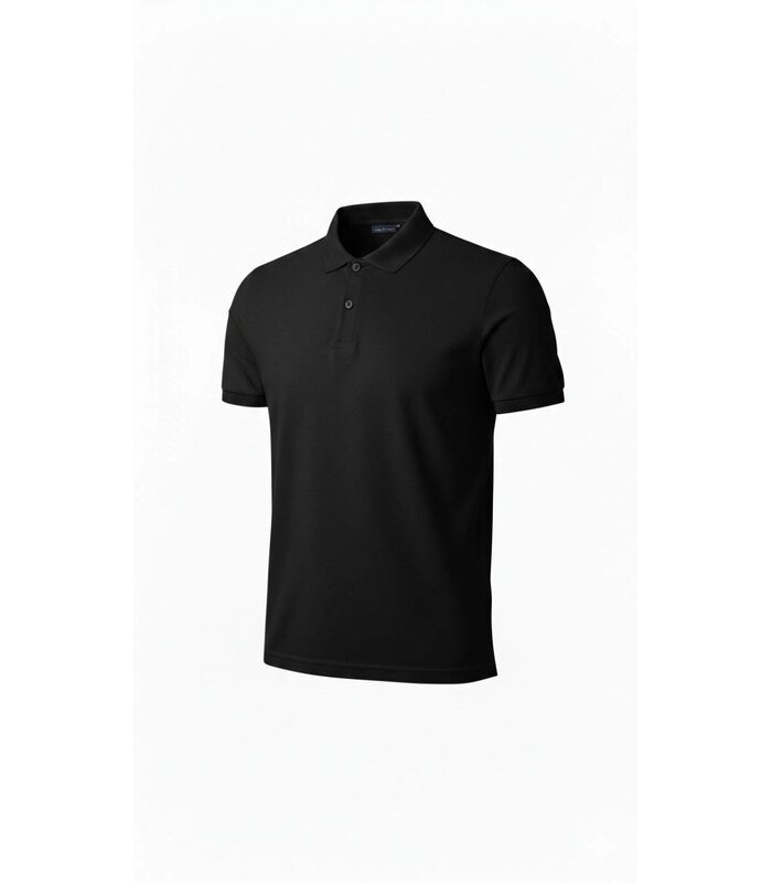 Erkek Polo Yaka Düğmeli Pike Kumaş Tişört Regular Fit Kısa Kol T-Shirt - Siyah
