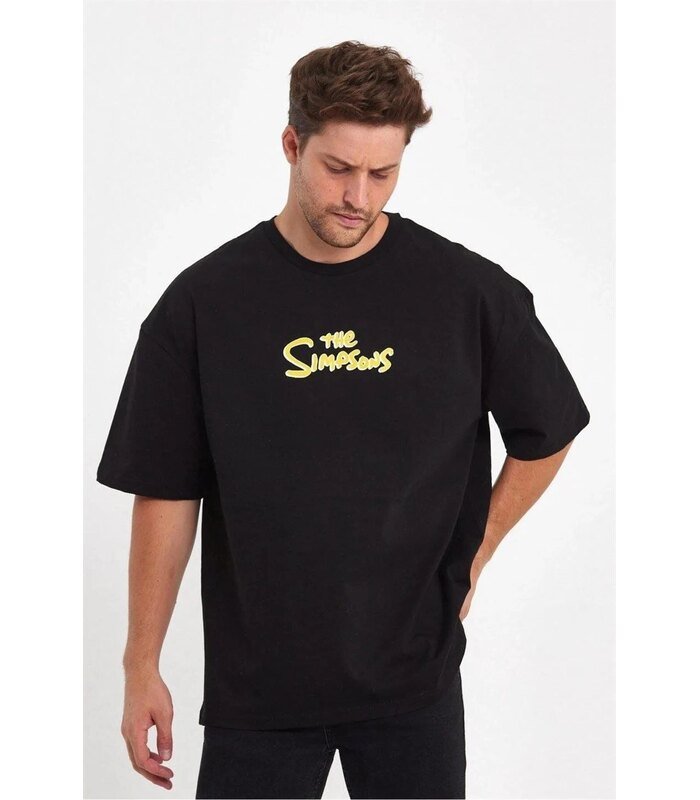 Erkek Baskılı T-Shirt Kısa Kol Bisiklet Yaka Regular Fit Rahat Kalıp Günlük Tişört - Siyah
