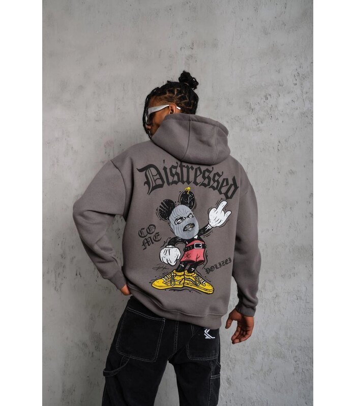 Erkek 3 İplik Pamuklu Kapüşonlu Kanguru Cepli Sweatshirt Hoodie - Gri