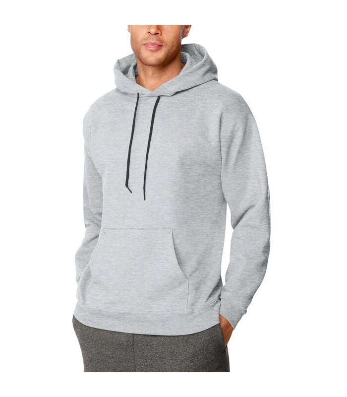 Erkek 3 İplik Pamuklu Kapüşonlu Cepli Hoodie Sweatshirt - Gri