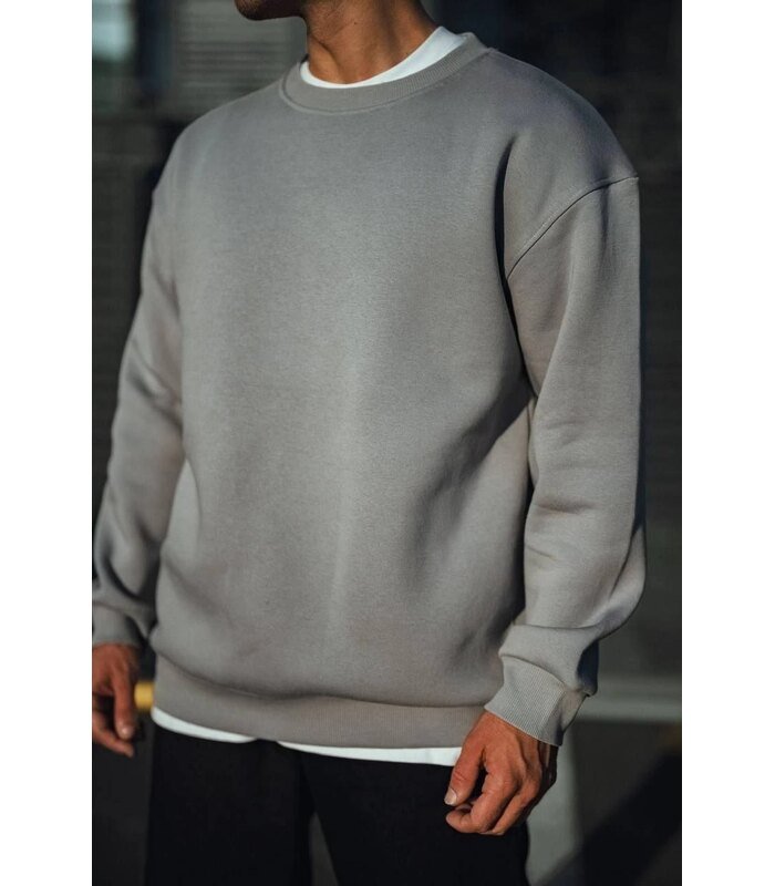 Erkek Bisiklet Yaka 3 İplik pamuklu Basic SweatShirt - Boyalı Gri