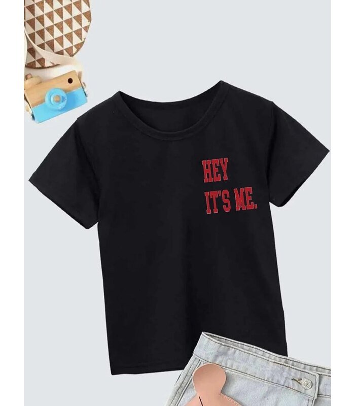 Çocuk Unisex Baskılı T-Shirt - Siyah
