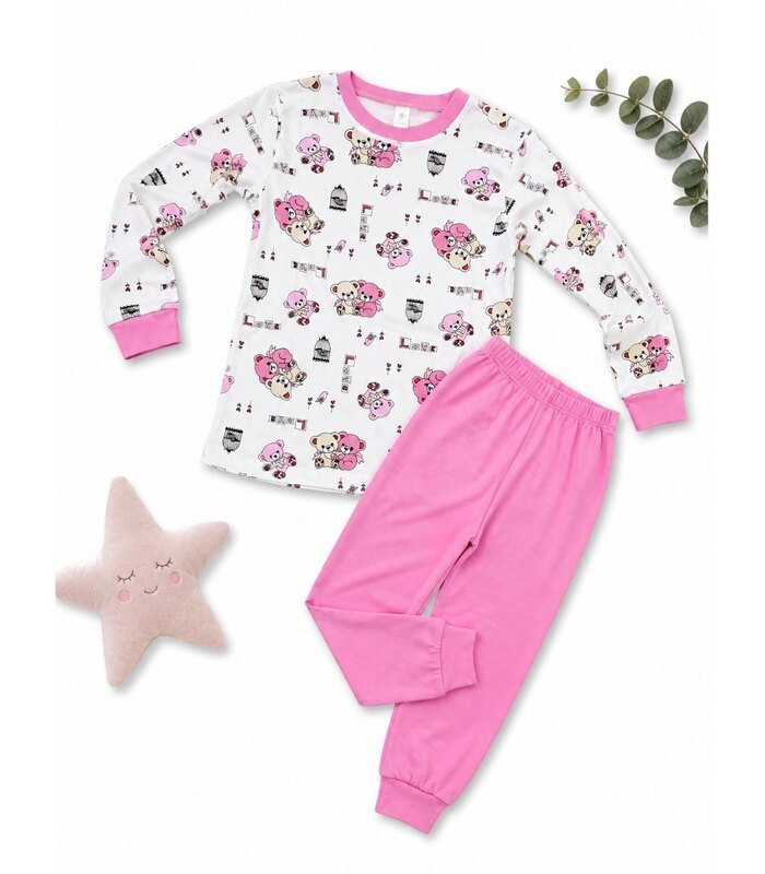 Kız Çocuk Premium Penye Koala Desenli Uzun Kollu Pijama Takımı 2-11 Yaş - Pembe