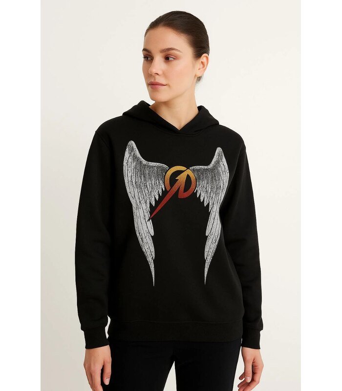 Metallica İki İplik Kapüşonlu Ön ve Arka Baskılı hoodie - Siyah