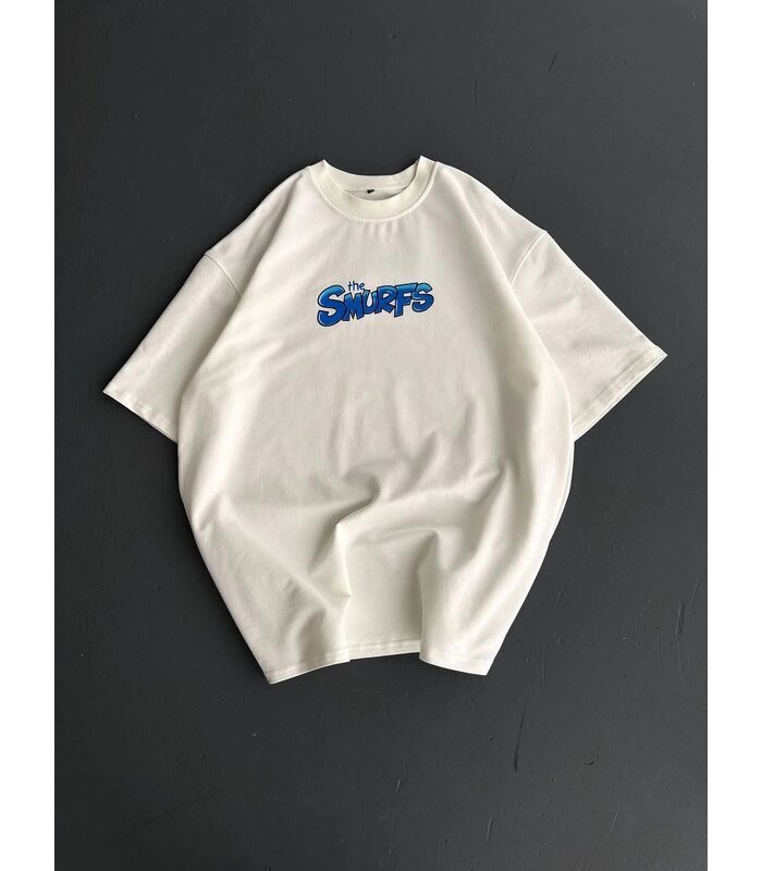 Erkek Ön ve Arka Baskılı T-Shirt Kısa Kol Bisiklet Yaka Regular Fit Tişört - Beyaz