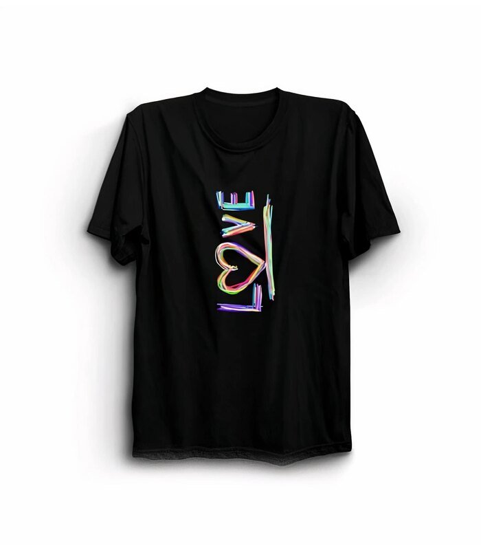 14 Şubat Sevgililer Günü Love Baskılı Oversize Bisiklet Yaka T-shirt - Siyah