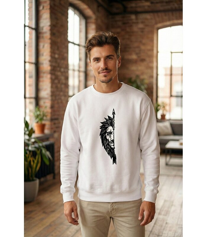 Oversize Bisiklet Yaka Sevgililer Günü Baskılı Sweatshirt - Beyaz