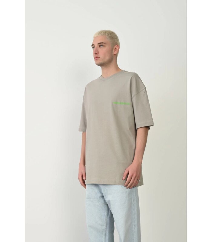 Erkek Baskılı T-Shirt Kısa Kol Bisiklet Yaka Rahat Kalıp Tişört - Boyalı Gri