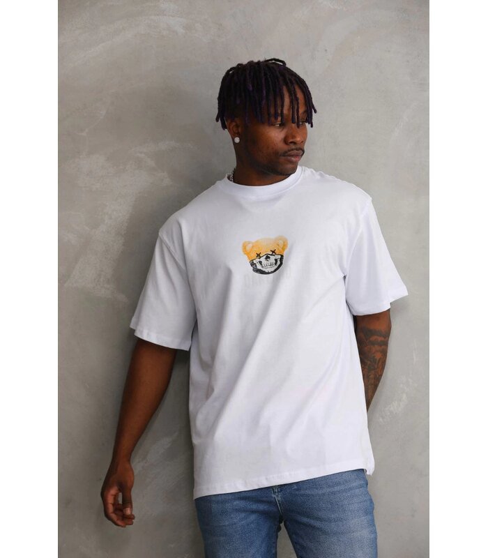 Erkek Baskılı T-Shirt Kısa Kol Bisiklet Yaka Regular Tişört - Beyaz