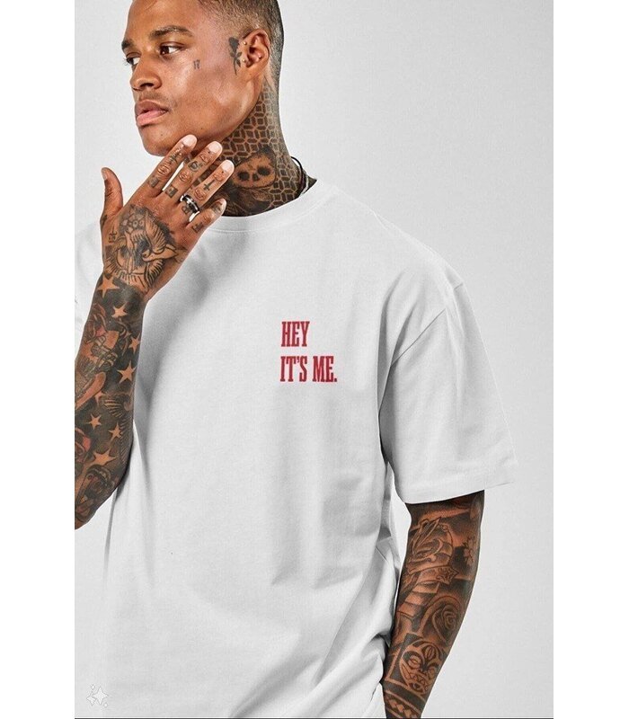 Erkek Baskılı T-Shirt Kısa Kol Bisiklet Yaka Regular Fit Rahat Kalıp Tişört - Beyaz