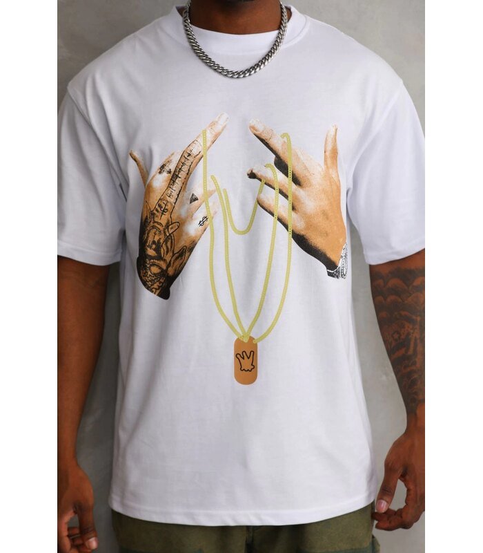 Erkek Baskılı T-Shirt Kısa Kol Bisiklet Yaka Regular fit Tişört - Beyaz
