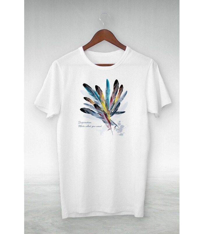 Kadın Baskılı T-Shirt Kısa Kol Bisiklet Yaka Oversize Rahat Kalıp Tişört - Beyaz