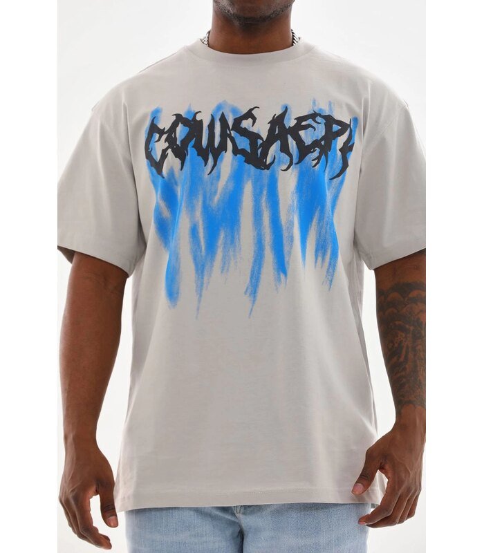Erkek Baskılı T-Shirt Kısa Kol Bisiklet Yaka Rahat Kalıp Tişört - Gri