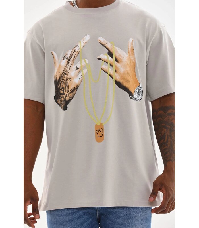 Erkek Baskılı T-Shirt Kısa Kol Bisiklet Yaka Rahat Kalıp Tişört - Gri