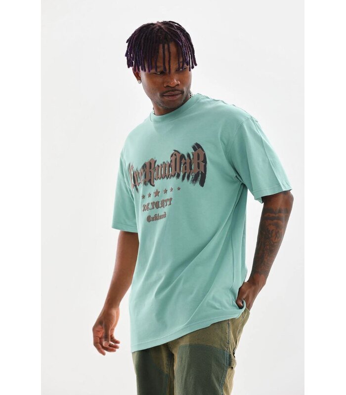 Erkek Baskılı T-Shirt Kısa Kol Bisiklet Yaka Rahat Kalıp Tişört - Mint Yeşili