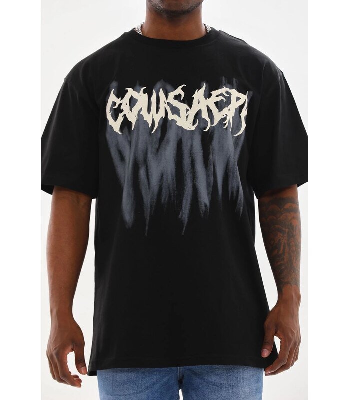 Erkek Baskılı T-Shirt Kısa Kol Bisiklet Yaka Rahat Kalıp Tişört - Siyah