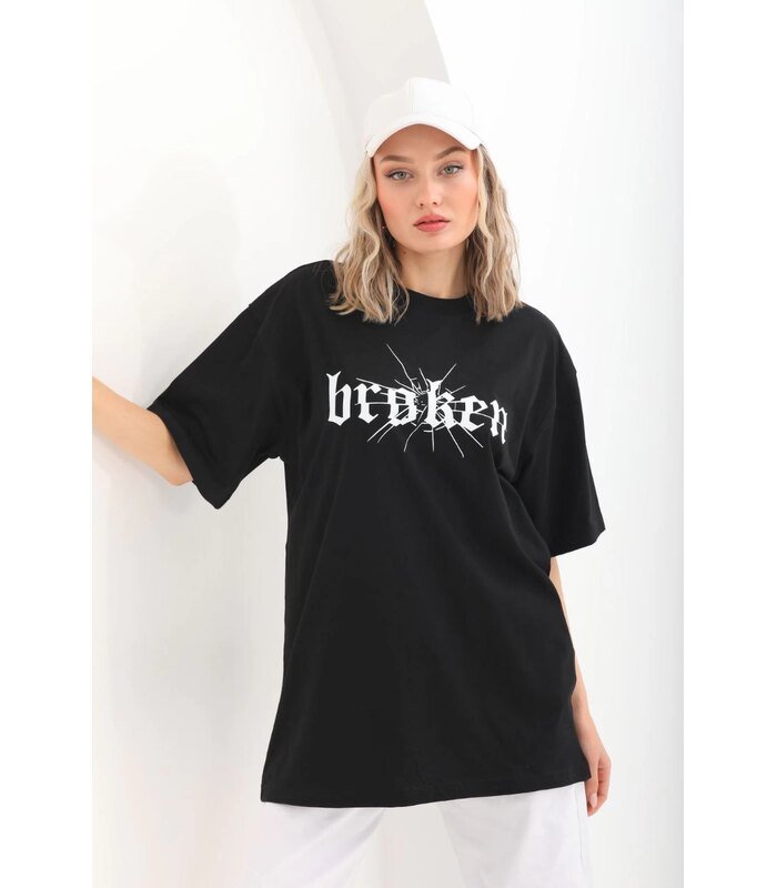 unisex-baskili-oversize-t-shirt-siyah-83494188-sw853sh1280-48a7902f8c-700x800-1 Kadın Kısa Kol Yazlık Tişört Bisiklet Yaka Baskılı Oversize T-Shirt - Siyah - Görsel 1