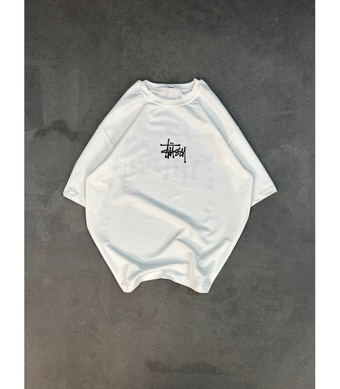 kadın Bisiklet Yaka Baskılı Oversize Kısa kol T-Shirt - Beyaz
