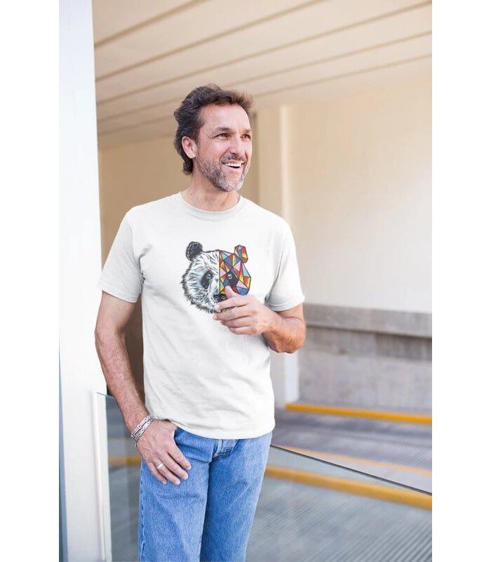 Erkek Kısa Kol Yazlık Tişört Bisiklet Yaka Baskılı Oversize T-Shirt - Beyaz