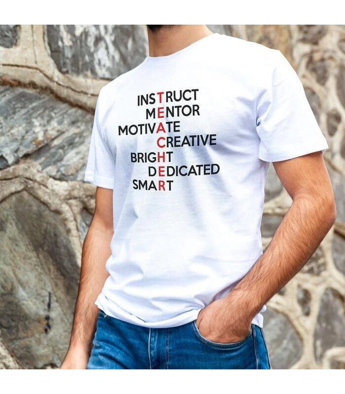 Erkek Kısa Kol Yazlık Tişört Bisiklet Yaka Baskılı Oversize T-Shirt - Beyaz