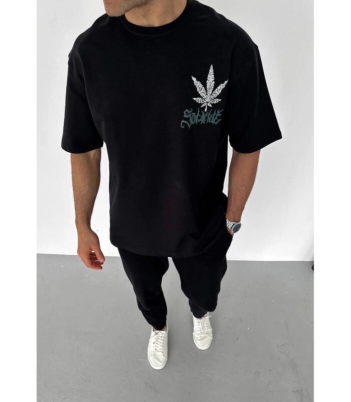 Erkek Baskılı T-Shirt Kısa Kol Bisiklet Yaka Regular Fit Rahat Kalıp Günlük Tişört - Siyah