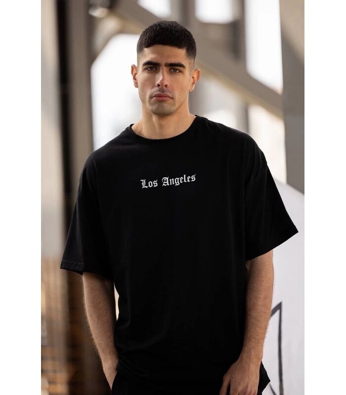 Erkek Kısa Kol Yazlık Tişört Bisiklet Yaka Baskılı Oversize T-Shirt - Siyah