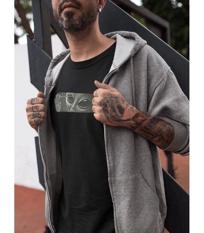 Erkek Kısa Kol Yazlık Tişört Bisiklet Yaka Baskılı Oversize T-Shirt - Siyah