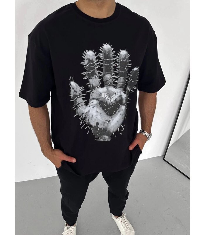 unisex-bisiklet-yaka-baskili-oversize-t-shirt-siyah-92339084-sw960sh1280-9e6d6cc776-700x800-1 Erkek Baskılı T-Shirt Kısa Kol Bisiklet Yaka Regular Fit Rahat Kalıp Günlük Tişört - Siyah - Görsel 1