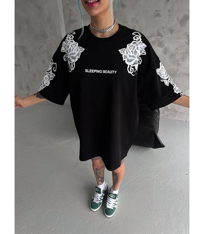 unisex-flok-kabartma-baskili-t-shirt-siyah-96958933-sw960sh1280-5ebe86a3f8-700x800-1 Kadın Kısa Kol Yazlık Tişört Bisiklet Yaka Baskılı Oversize T-Shirt - Siyah - Görsel 1