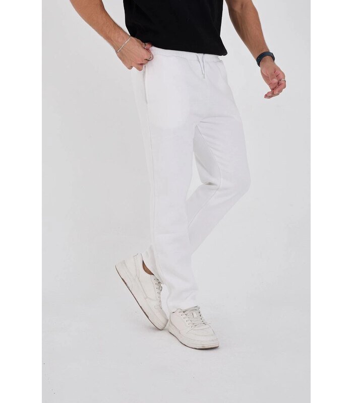Erkek Üç İplik Basic Eşofman Pantolon - Beyaz